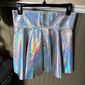HDE Womens M High Waist Holographic Flare Skater Skirt